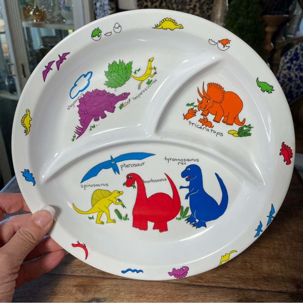 Vintage Anacapa Melamine Ware children's divided plate dinosaur